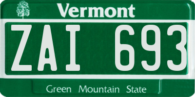 VT license plate ZAI693