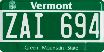 VT license plate ZAI694