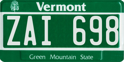 VT license plate ZAI698