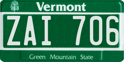 VT license plate ZAI706