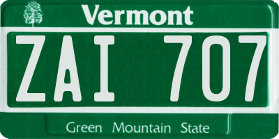 VT license plate ZAI707
