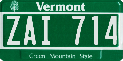VT license plate ZAI714