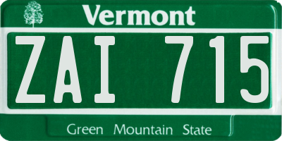 VT license plate ZAI715