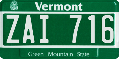 VT license plate ZAI716
