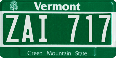 VT license plate ZAI717