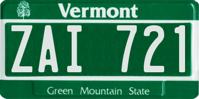 VT license plate ZAI721