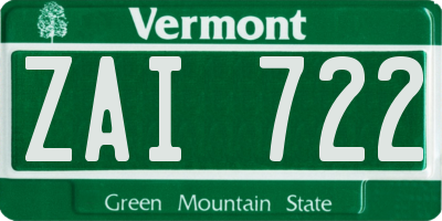 VT license plate ZAI722