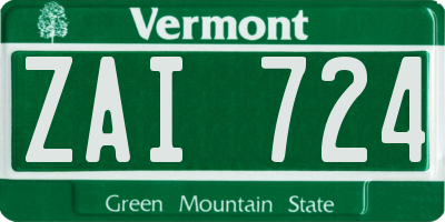 VT license plate ZAI724