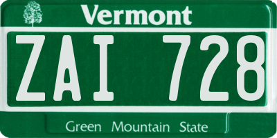 VT license plate ZAI728