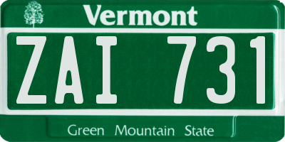VT license plate ZAI731