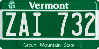 VT license plate ZAI732