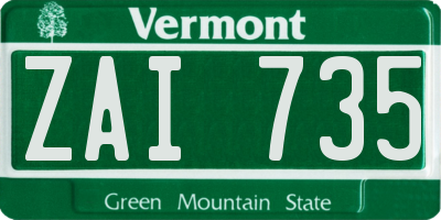 VT license plate ZAI735