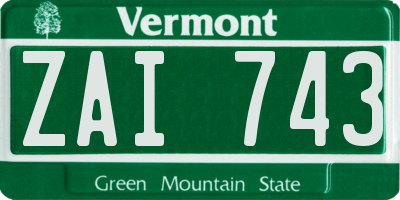 VT license plate ZAI743