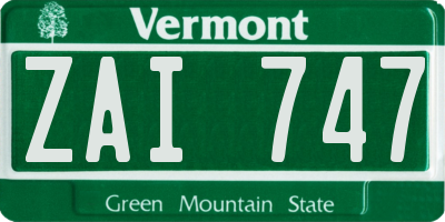 VT license plate ZAI747