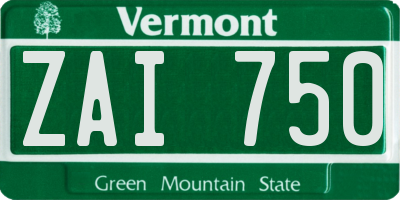 VT license plate ZAI750