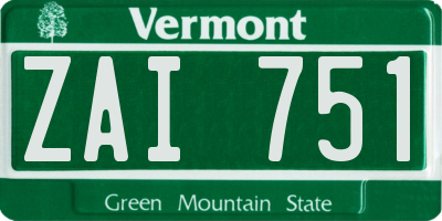 VT license plate ZAI751