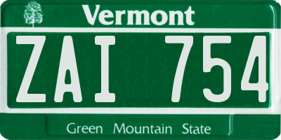 VT license plate ZAI754