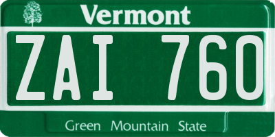 VT license plate ZAI760