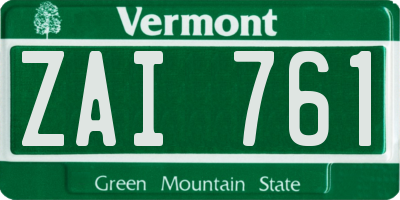 VT license plate ZAI761