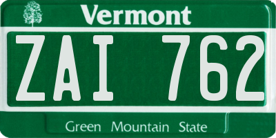 VT license plate ZAI762