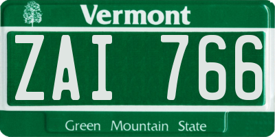 VT license plate ZAI766