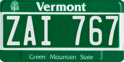 VT license plate ZAI767