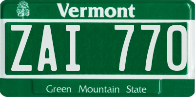 VT license plate ZAI770