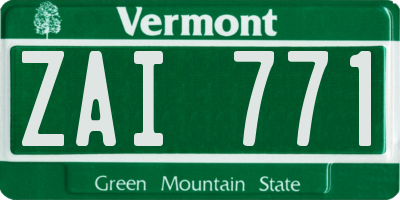 VT license plate ZAI771
