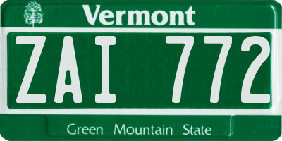 VT license plate ZAI772