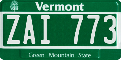 VT license plate ZAI773
