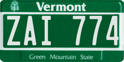 VT license plate ZAI774