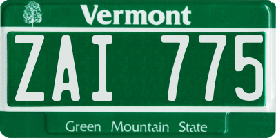 VT license plate ZAI775