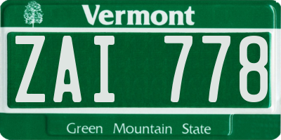 VT license plate ZAI778