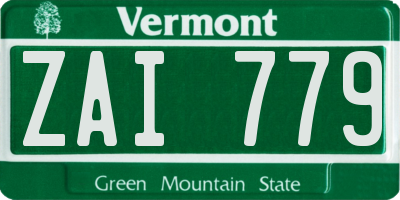 VT license plate ZAI779