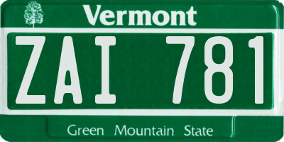 VT license plate ZAI781