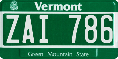 VT license plate ZAI786