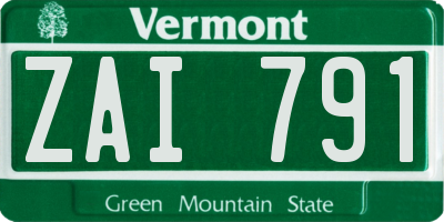 VT license plate ZAI791