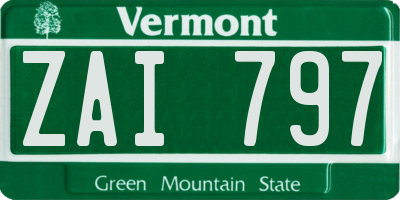 VT license plate ZAI797