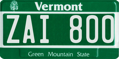 VT license plate ZAI800
