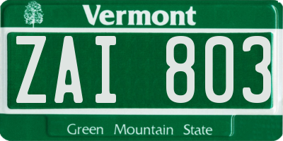 VT license plate ZAI803