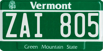 VT license plate ZAI805