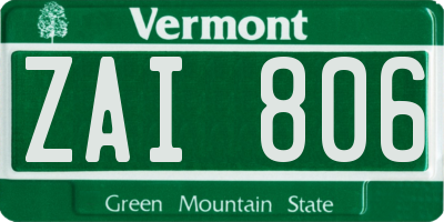 VT license plate ZAI806