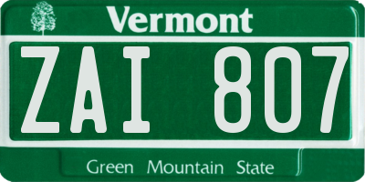 VT license plate ZAI807