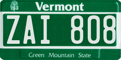 VT license plate ZAI808