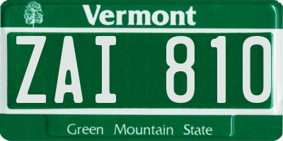 VT license plate ZAI810
