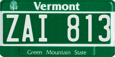 VT license plate ZAI813