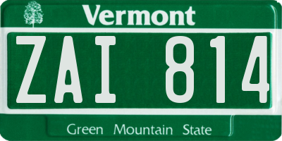 VT license plate ZAI814