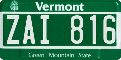 VT license plate ZAI816