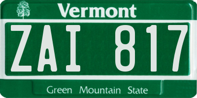 VT license plate ZAI817