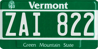 VT license plate ZAI822